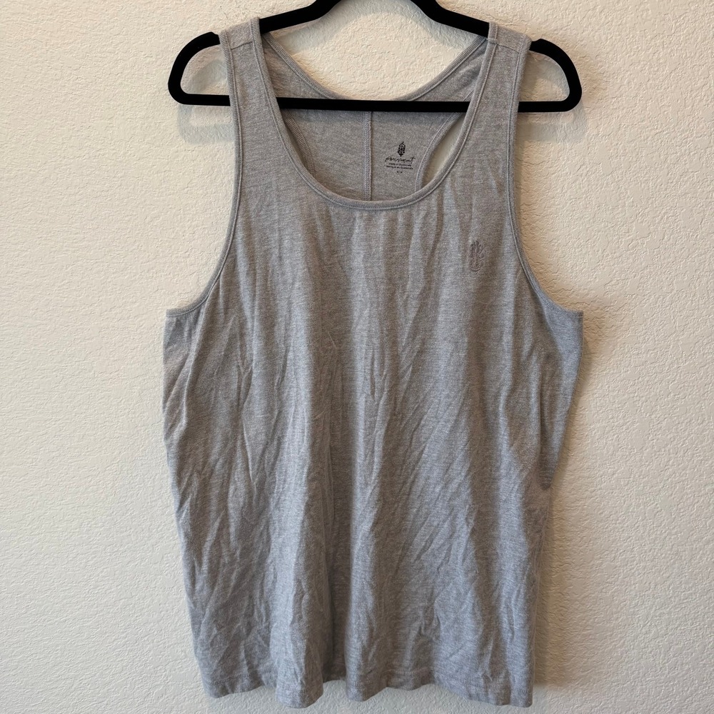 Free People Movement Womens Heather Gray Racerback Tank Top Embroidered Logo M